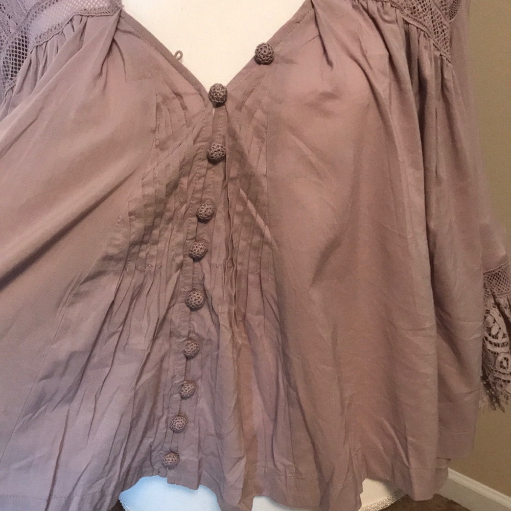 Free people lace button up top s - Picture 2 of 6